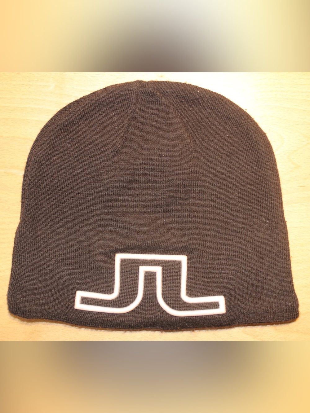 J.Lindeberg Black Beanie with White Logo